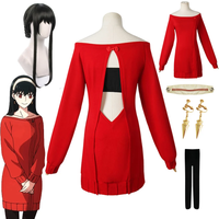 Anime SPY X FAMILY Cosplay Yor Forger Cosplay Costume Women Casual Red Sweater Sexy Dress Suit Yor Braid Wig Halloween Costumes