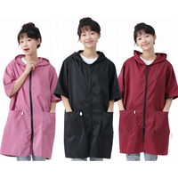 Thin Style Apron Short Sleeve Women Waterproof Work Clothes Kitchen Cook Smock Hair Salon Barber Uniform Pet Grooming Clothing