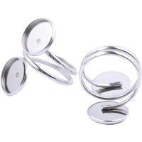 10pcs Stainless Steel Fit 12mm Glass Cabochon Ring Base Setting Blanks Diy Jewelry Making Supplies