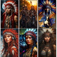 Indians Woman Man Picture DIY Diamond Painting Cross Stitch Native American Full Drills Diamond Mosaic New Collection Home Decor