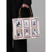 2025 High-end fashion summer new handbag female bag niche design Tarot tile tote bag large capacity Y2K cute cat bag strange win