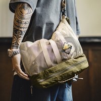 Maden Men's American Workwear Multi Fishing Bag Foldable 2-in-1 Crossbody Tote Large Capacity Outdoor Casual Messenger Bag