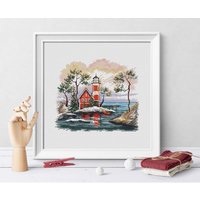 Embroidery Cross Stitch Kits Craft DIY Needlework Cotton Canva 8- Norwegian Lighthouse 28-26 32CT 28CT Metallic aida