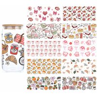 3D Cartoon UV DTF Foods Snacks Wraps Cup Cake Bread Transfer Sticker Waterproof Fashion Cute Decals High Quality 16oz Glass Cup