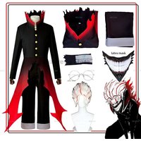 Ken Takakura Ken Okarun Cosplay Costume Dandadan Turbo Granny Mode Wig Red Trench Coat Black School Outfit Halloween Party 3XL