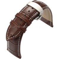 18mm 19mm 20mm 21mm 22mm 24mm Men Embossed Leather Watch Band with Butterfly Clasp Fashion Comfortable Replacement Watch Strap