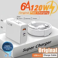 2026 New 120W Type C USB Phone Charger Fast Charging Data Cable Mobile Phone Power Adapter For Huawei Samsung Wall Charger