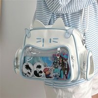 New Fashion Lovely Cat Ear PU Leather Backpack Y2k Kawaii Transparent Ita-Bag Women Shoulder Bags Teenage Girls Travel Bagpack