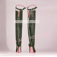 Alligator Oberschenkel Riemen Stiefel Frauen rosa Sohle zurück Reiß verschluss spitzen High Heels Schuhe Damen sexy schlanke Mode großen Schritt Stiefel