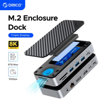 ORICO 10Gbps USB C Display HUB M.2 NVMe SATA SSD Enclosure Dock with Cooling Fan External HDMI-Com RJ45 PD100W Docking Station