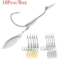 Jig Head Fish Hook 2G 3G 4G Fishing Hooks 10Pcs With Spin Lock Pin Spinner For Soft Fishing Bait Of Carbon Steel Hooks