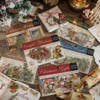 30pcs/pack Christmas Series Bronzing Craft Sticker DIY Vintage Festival Scrapbooking Material Label Diary Junk Journal Planner