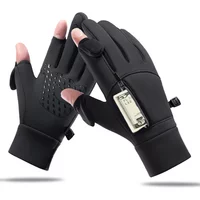 AliExpress NONE Winter Warm Gloves Flip Over Expose Two Fingers Gloves Waterproof Windproof Touch Screen Gloves Cycling Ski Fishing Gloves