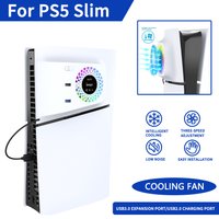 For PS5 Slim Disc Drive/ Digital Edition Cooling Fan With RGB Light/Adjustable Wind Speed/Three Wind Speeds Radiator for PS5 Sli