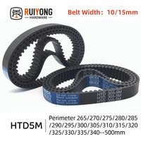HTD 5M Rubber Timing belt Width 10/15mm Perimeter 265/270/275/280/285/290/295/300/305/310/315/320/325/330/335/340mm-500mm