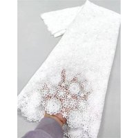 High Quality 2026 Latest African Nigerian With Tulle Sewing Guipure Embroidery Lace Fabric Dresses Sequins 5Yards XL106
