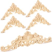 Decorative Wood Appliques and Onlays Natural Furniture Wall Door Wood Carving DIY Corner Frame Wood Craft Cabinet Wardrobe Decor