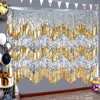 Wavy Rain Silk Flower Curtain, 50*200cm DIY Background Banner, Shiny Wall Hanging Decor for Wedding Birthday Stage Party