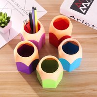 Cute Pencil Head Shape Pen Holder Pencil Storage Box Student Desktop Office Household Multifunctional Makeup Brush Organizer Box