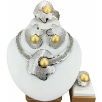 Fashion Dubai Gold-Plated Jewelry Set Simple Style African Necklace All Copper Material Hollow Surround Jewelry FHK15529