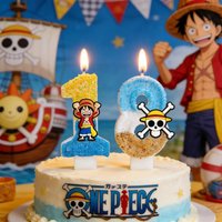 Cute One Piece Theme Luffy Candle Number 0-9 Birthday Cake Candle Decorations Birthday Party Cake Topper Baby Shower Gift