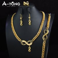Arabic Fashion Hip Hop Jewelry Set 21k Gold Plated Nigeria Cuban Necklace Pendant Oman Islamic Women Punk Party Jewelrys
