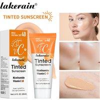SPF40 Tinted Sunscreen,Nicotinamide Vitamin C Mineral Sunblock,Light Non-greasy UV-Proof Sun Block Cream,Smooth Application