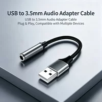 USB to 3.5mm Audio AUX Cable Adapter External Sound Card for Laptop Plug and Play, Compatible with Windows, Mac, Linux, PC,