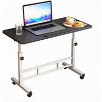 Biurko komputerowe 60*40 cm z regulacją wysokości, mobilne biurko stojące z blokowanymi kółkami, przesuwany stolik na laptopa z możliwością obrotu o 180 stopni. ° Obrotowy blat do użytku w domowym