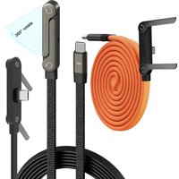 USB Type-C 240W Super Fast Charging Cable 2-in-1 Folding Holder For iPhone 15-17 Android Phone Charger Cable USB To Type-C