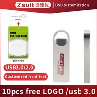 ZSUIT 10PCS Wholesale USB Flash Drive 4GB 8G 16G Pendrive 32GB Memory Stick Waterproof Metal U Disk 64GB U Disk 3.0 Free Logo