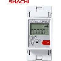 SHACHI Single Phase LCD Power Meter with Metering Reset Function kWh Voltage Current Power Consumption Counter 220V 60A 50Hz DIN