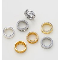 2Pcs/Pack 14/18K Gold Plated Round Shape Frame Spacer Beads Connectors for DIY Jewelry Necklace Bracelet Making Accessories