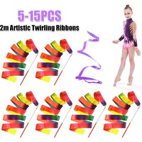 5/10/15pcs Kids Dance Ribbon Wand Set 2m Gradient Rhythmic Gymnastics Ribbons Girls Gift Improve Coordination for Birthday