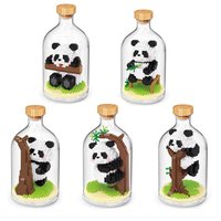 Micro Building Blocks Model Mini Bricks Kawaii Panda Assembly Games Toys for Kids Gifts with Display Bottle