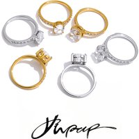 Yhpup Size 6789 Stainless Steel Cubic Zirconia Ring for Women High Quality PVD Plated Shiny Delicate Finger Jewelry Recommend