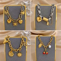Punk Stainless Steel Conch Heart Butterfly Cherry Pendant Bracelet Fashion Thick Charm Waterproof Bangle Women's Men Jewelry