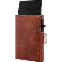 Men RFID Protection Card holder Metal Leather Automatic Pop Up Box Purse Multi-card Position Large Capacity Card Clip Portable