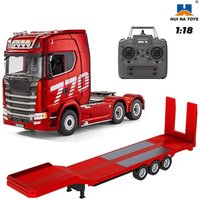 HUINA 1/18 19CH RC Truck 1501+1502 770S Alloy Tractor 2.4G Remote Control Engineering Trailer tractor Truck with Light and Sound