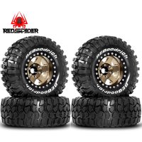 RED SPIDER 4pcs 1.9" Rubber Tires Beadlock Wheels Rims OD 95mm for 1/10 RC Crawler Traxxas TRX4 RC4WD D90 D110 Axial SCX10 MST