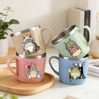 Totoro Water Cup Children Double Layer Anti Scalding Milk Cups Boy Girl Stainless Steel Cups Cartoon Water Cup Cute Mug Gift New