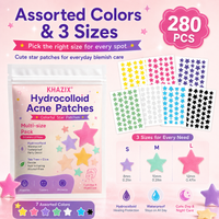 280pcsHydrocolloid Star Shaped Acne Pimple Patches, Thin Invisible Blemish Cover Stickers for Facial Skin Care