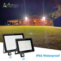 Projecteur extérieur avec capteur de mouvement PIR, 200W, 50W, 20W, lumière chaude, lumière froide, étanche, pour jardin et hôtel