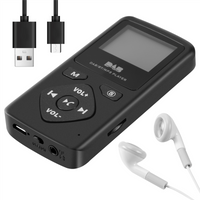ABQR / Digital Radio Bluetooth 4.0 Personal Pocket FM Mini Portable Radio Earphone MP3 Micro-USB for Home