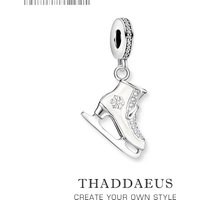 Ice Skate Dangle Charm Pendant 925 Sterling Silver Sporty Christmas Gift For Women Men