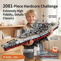 Military Series FC4201 Bismarck Battleship, Kids Educational Building Blocks Toy Set, 2073 Pieces, Aviation Theme
