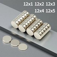 Super Strong Round Neodymium Magnet N35 Powerful Magnetic NdfeB Permanent Refrigerator Magnet 12x1 12x2 12x3 12x4 12x5mm