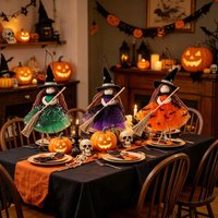 Halloween party decoration witch doll Christmas and Halloween-themed witch figurine complete with a broom perfect for home dรฉcor