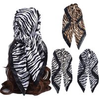 90*90cm Zebra Stripes Print Head Scarf for Women Silk Square Scarves Foulard Bandana Fashion Decorate Hijab Female Neckerchief