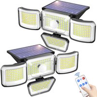 Zewnętrzne lampy solarne 278LED IP65 wodoodporne z czujnikiem ruchu, lampy bezpieczeństwa ze zdalnym sterowaniem, 4 regulowane głowice, 3000LM, szeroki kąt świecenia 270 stopni, lampa ścienna zasilana